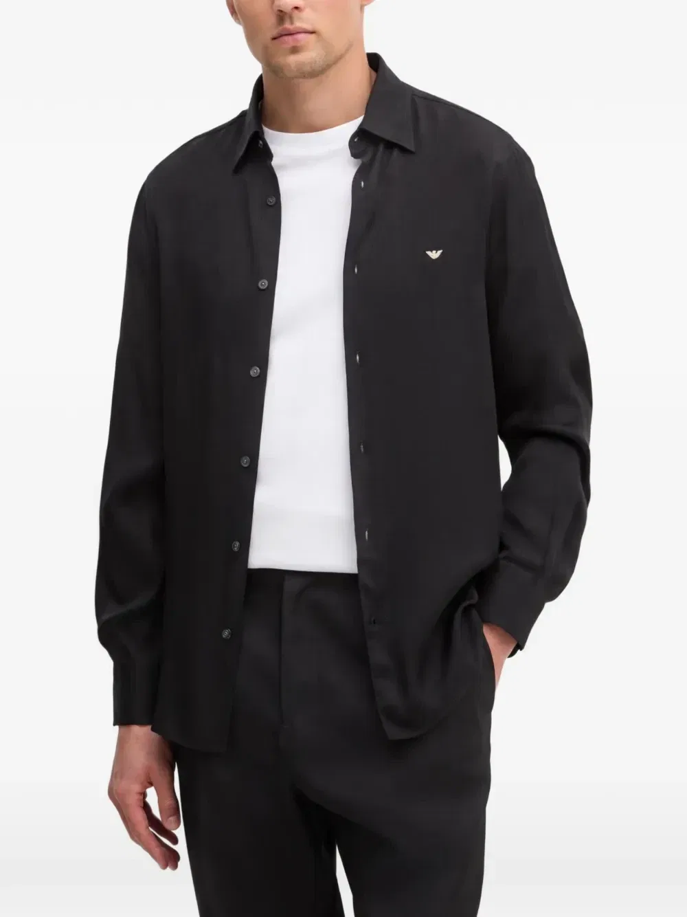 Рубашка с логотипом EMPORIO ARMANI, черный