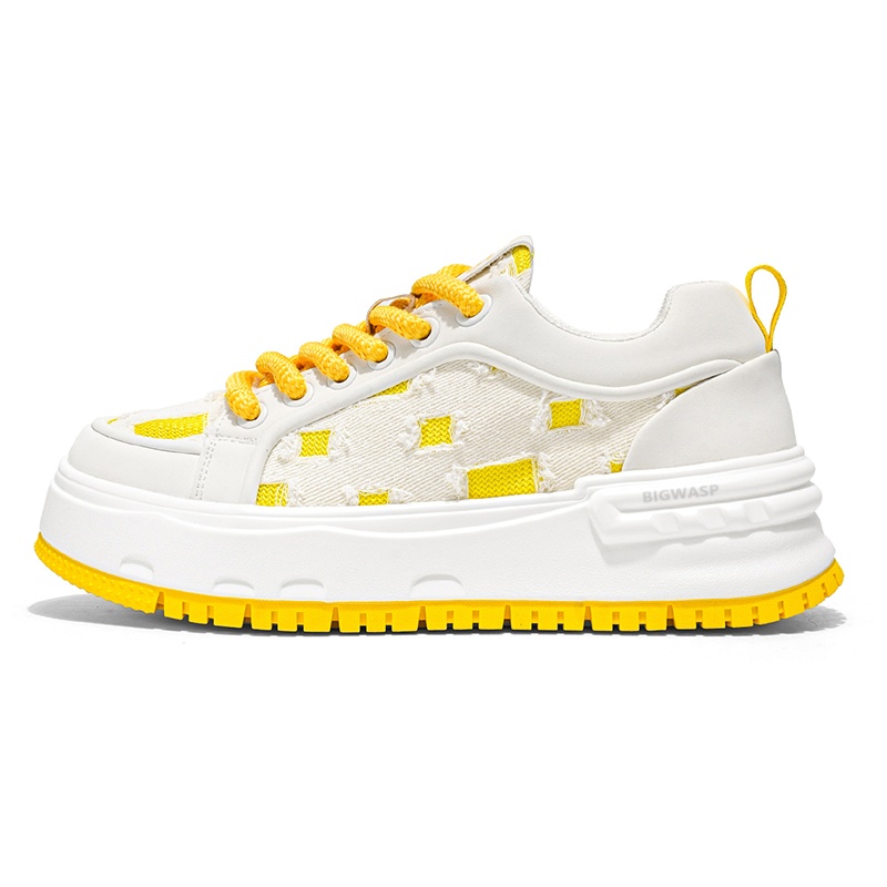 

BIGWASP Износостойкие мужские лоу-топы для скейтбординга бело-желтые, цвет White Yellow