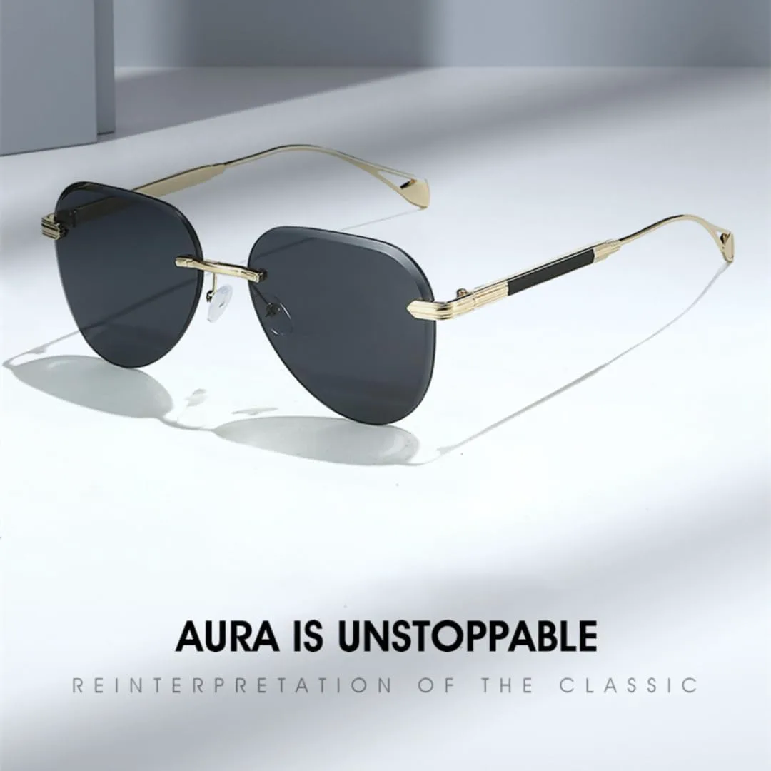 

Женские солнцезащитные очки без оправы овальной формы с градиентным переходом, модные, роскошные, в стиле стрит-шоу, панк, мужские, UV400 UATXTAU, Golden Green