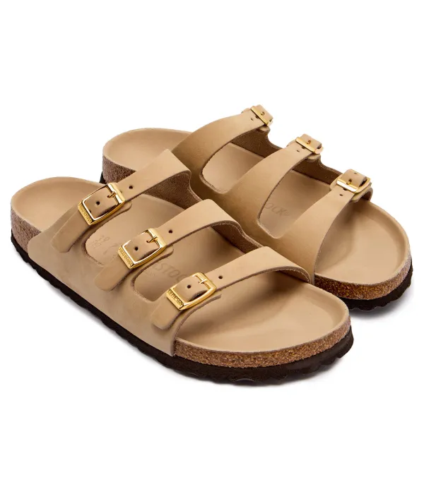 Флоридские кожаные тапочки lenb Birkenstock, бежевый — фото 3