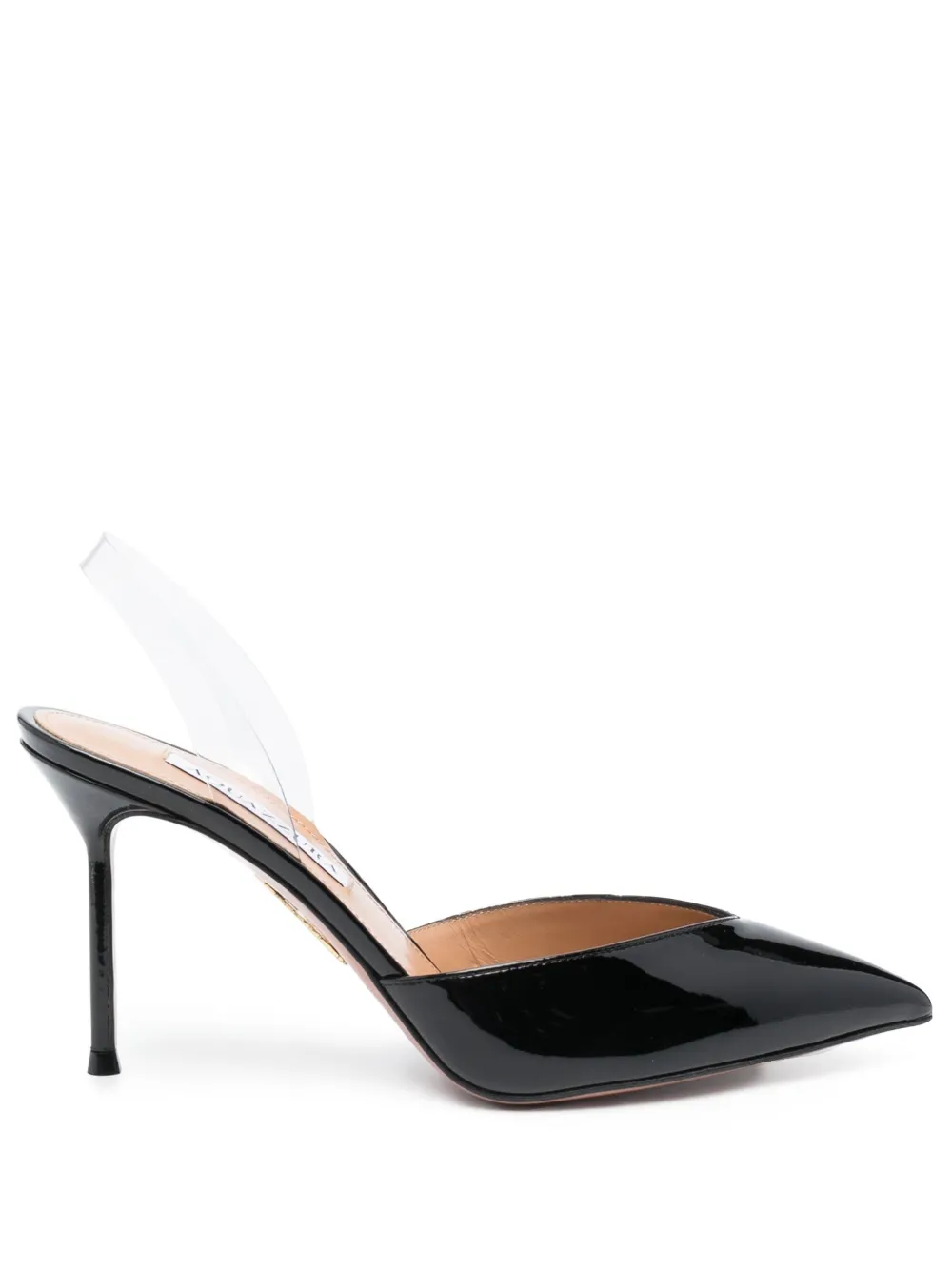 Туфли V Plexi 90 с ремешком на пятке Aquazzura, черный