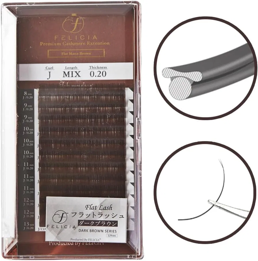 Ресницы FELICIA Flat Lash Ultra Soft темно-коричневые J Curl 0.20 8-13 мм — фото 2