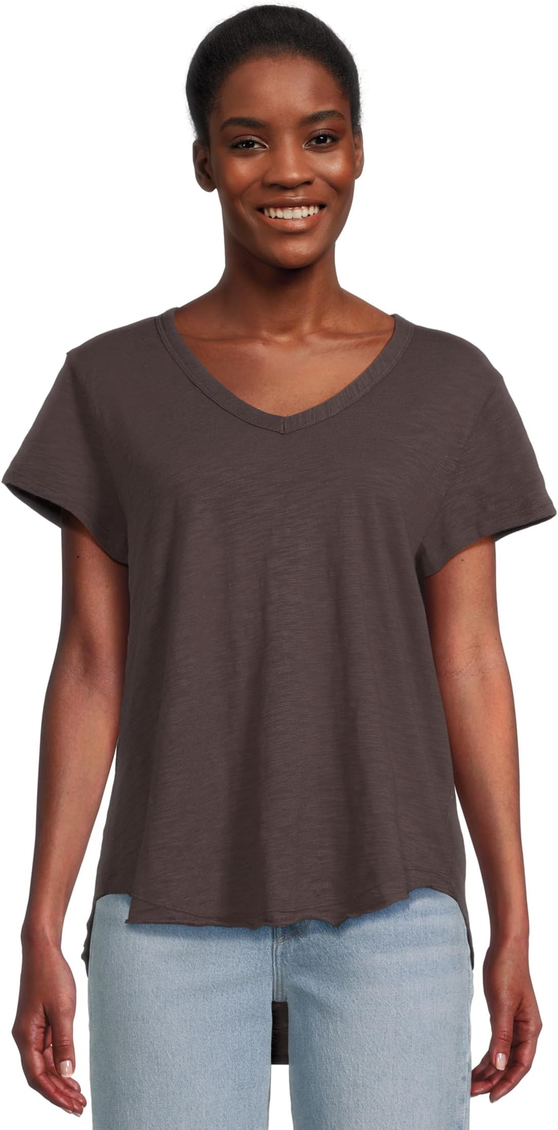 

Футболка Mod-o-doc V-neck Short Sleeve Tee With Curved Hem, цвет Washed Ebony