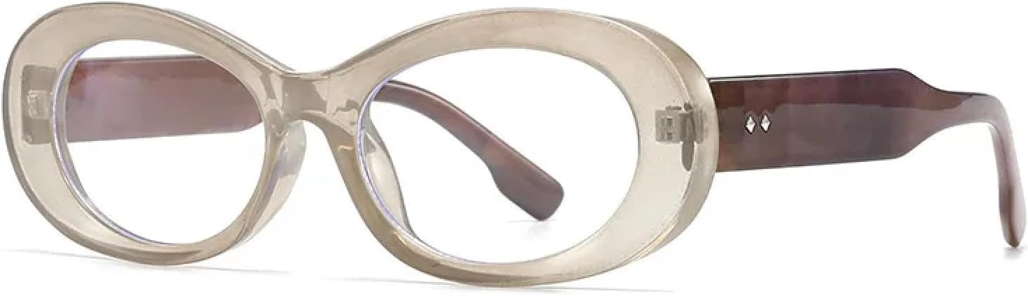 

Классические овальные солнцезащитные очки с заклепками для женщин и мужчин, роскошные, винтажные, популярные, в стиле панк, розовые, с защитой от УФ-излучения UV400 TKKTLLT, Gray Clear