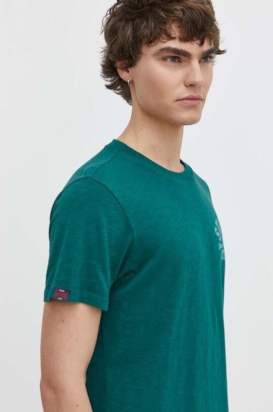 Хлопковая футболка Superdry, зеленый — фото 4