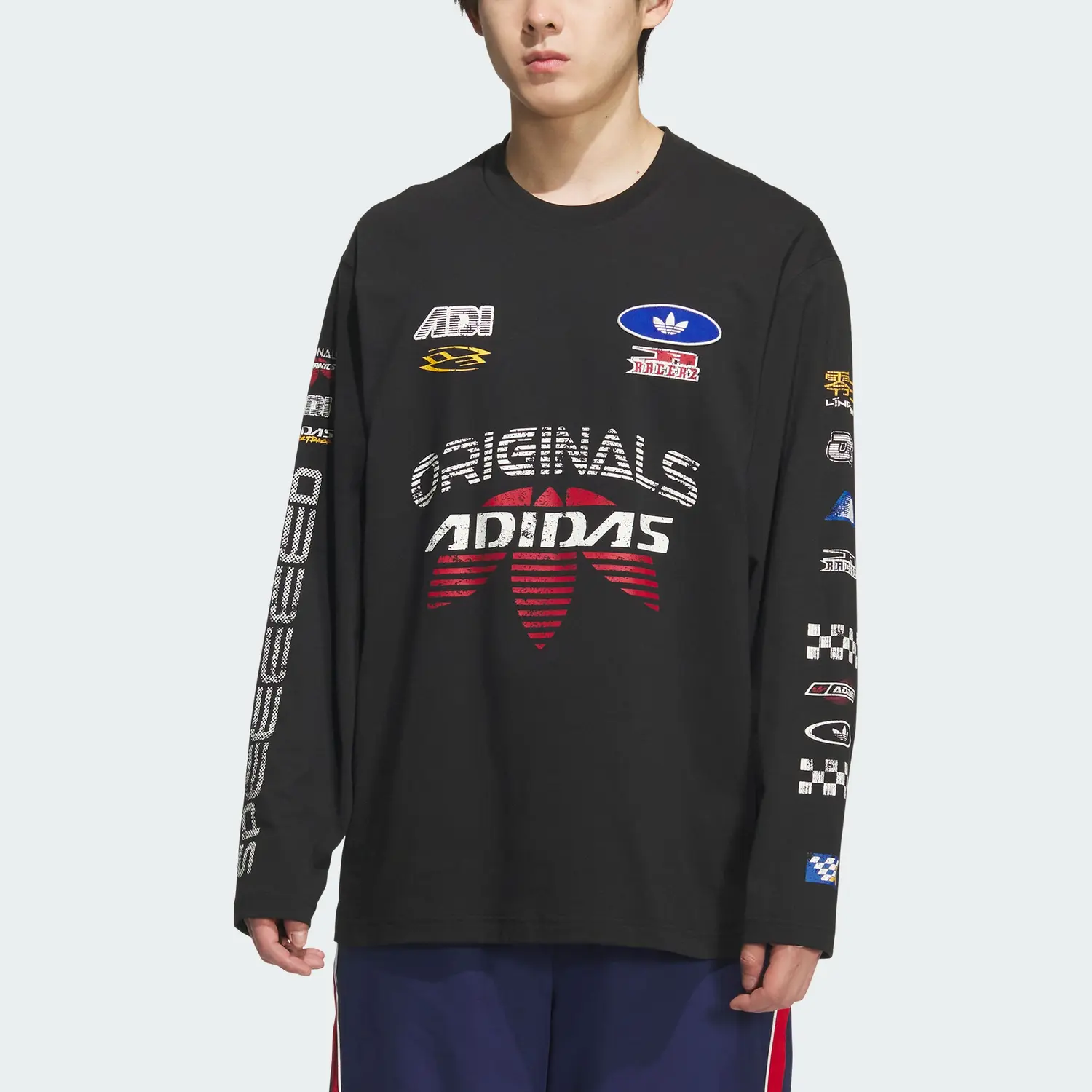 Лонгслив Adidas Originals Moto, черный — фото 2