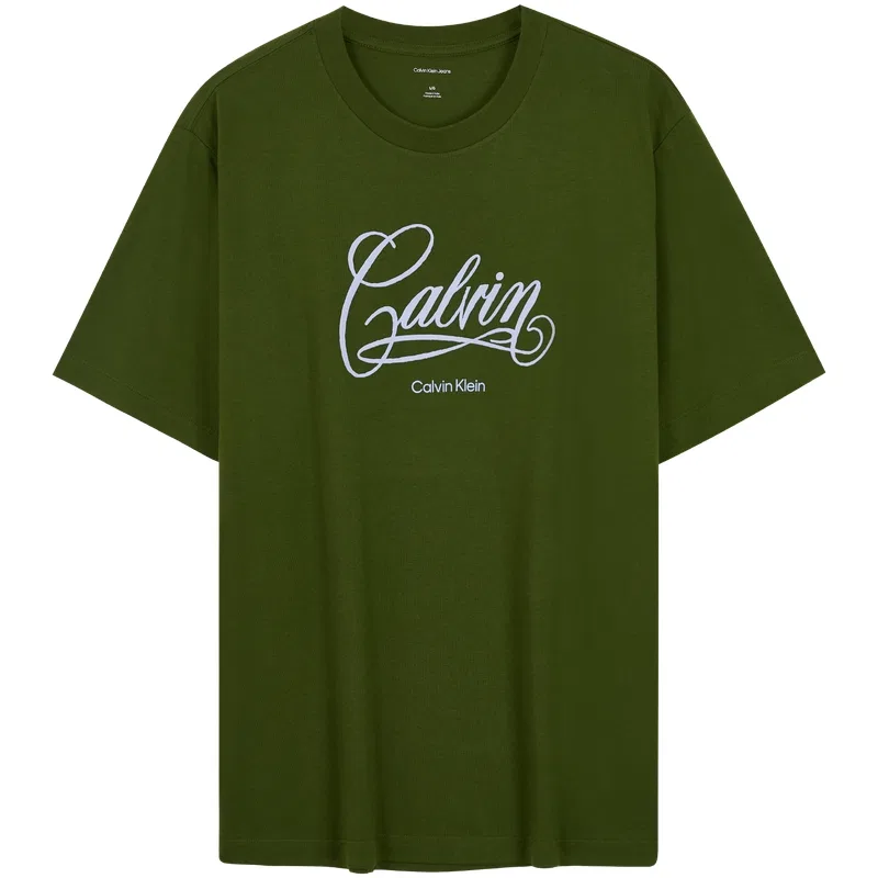 Футболка унисекс с круглым вырезом Calvin Klein, 2E6-Olive Green — фото 3