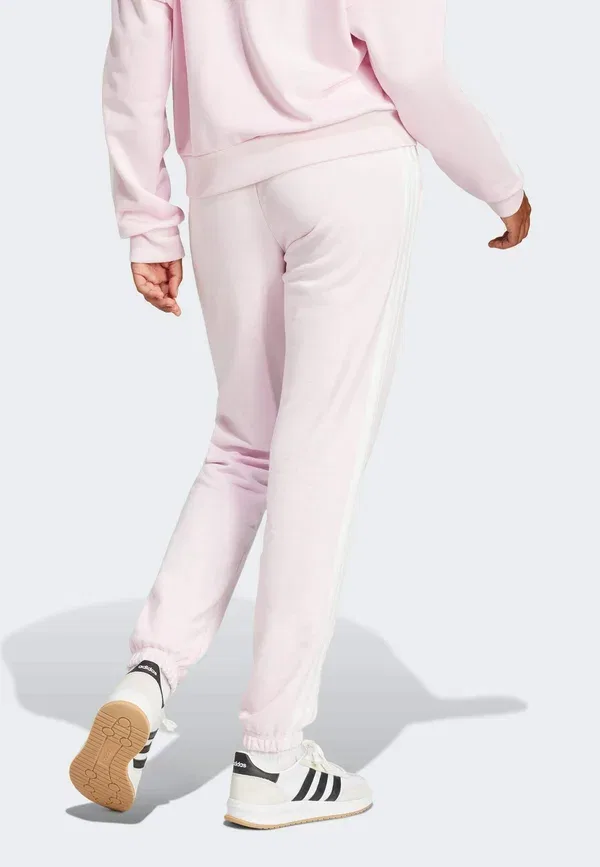 Спортивные штаны Essentials 3 stripes french terry cuffed tracksuit bottoms Adidas Sportswear, прозрачный розовый белый — фото 2