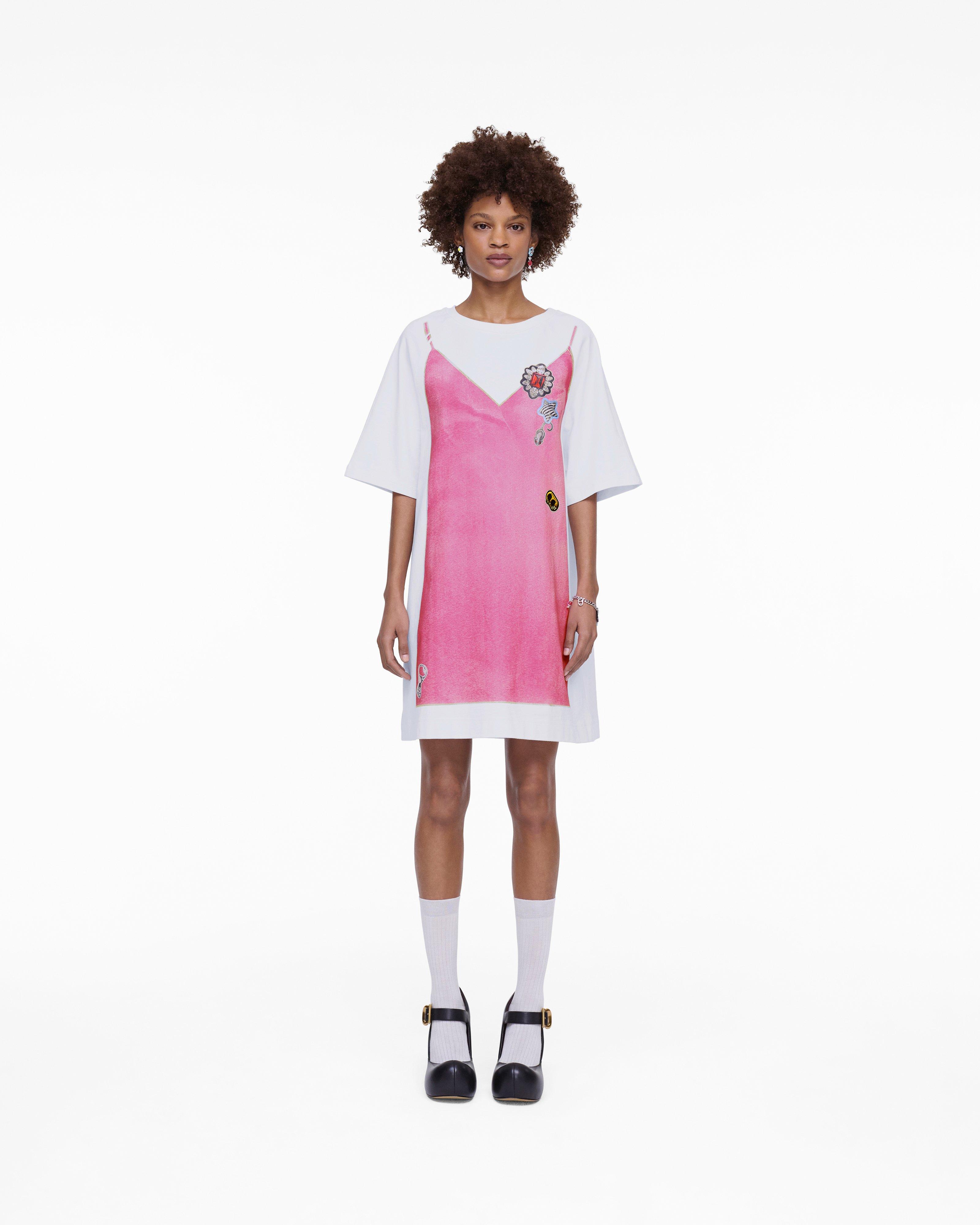 

Платье-футболка с эффектом trompe L'Oeil Marc Jacobs, цвет White/Bow Pink