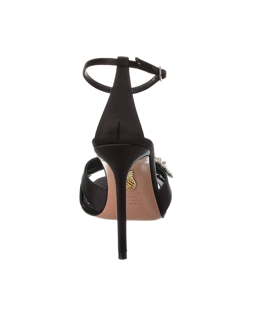 Атласные сандалии Aquazzura Crystal Margarita 105, черный