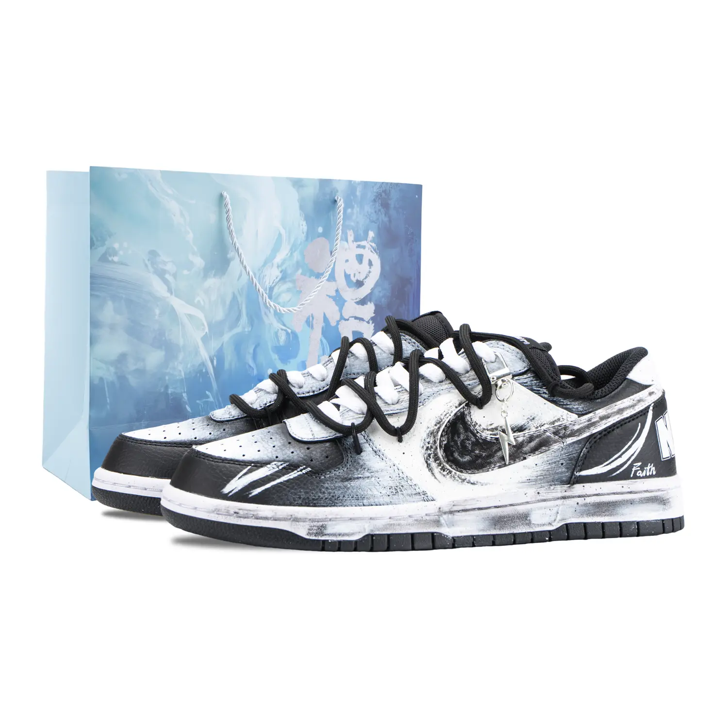 

Nike Мужские скейтерские кроссовки Big Ink Edge низкие черно-белые, устойчивые к истиранию, дышащие