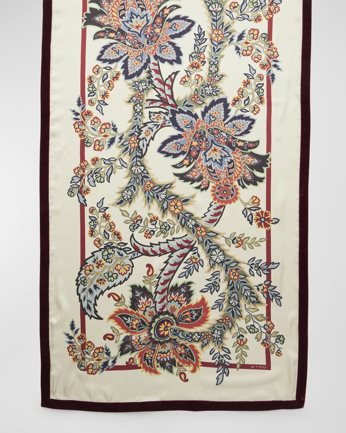 

Шарф с богемным принтом и бархатной отделкой Etro, цвет Print On Beige Base
