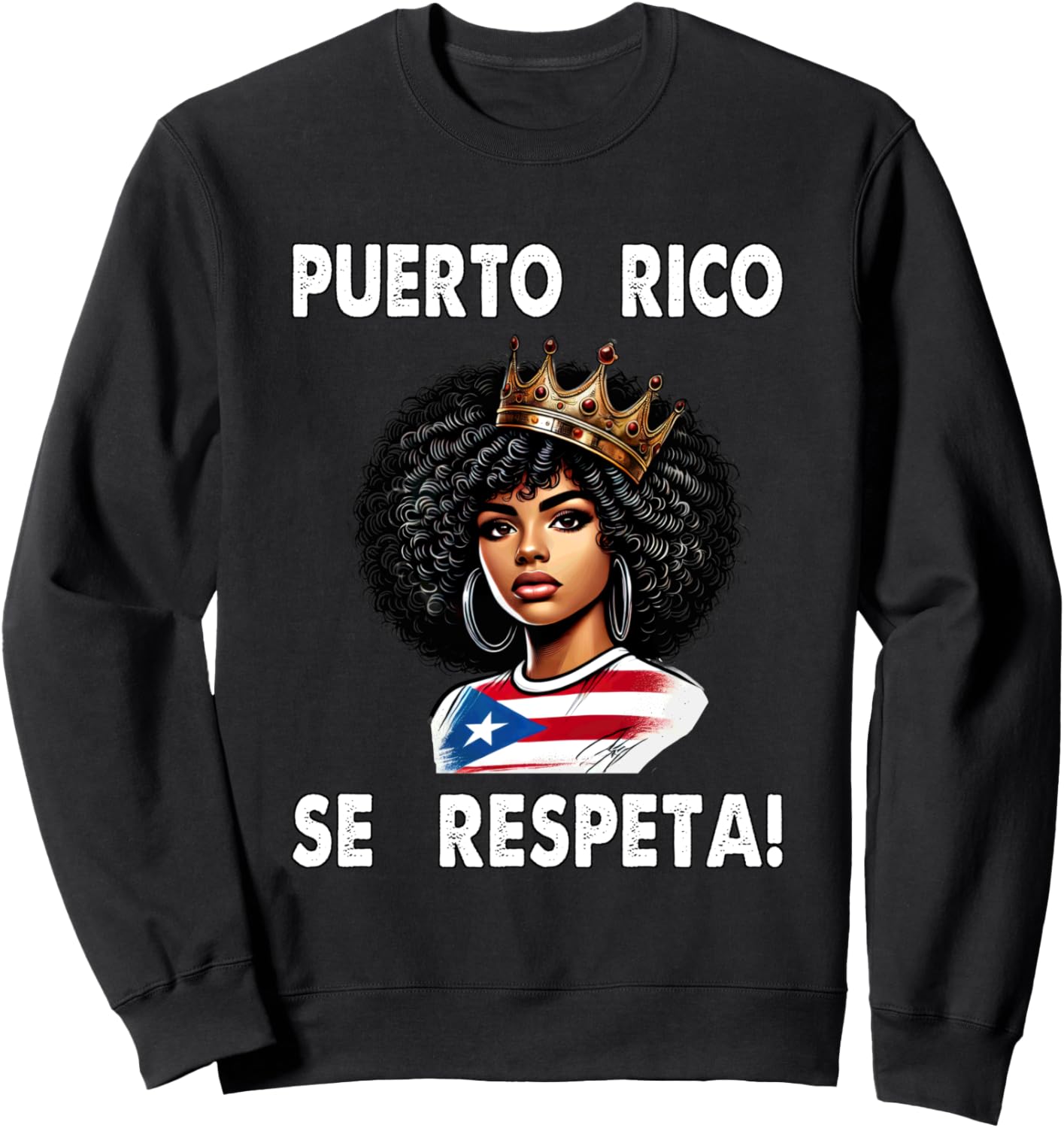 

Толстовка с флагом Puerto Rico Se Respeta Afro Boricua Crown Queen PR Puerto Rico Se Respeta Collection, More Here, черный