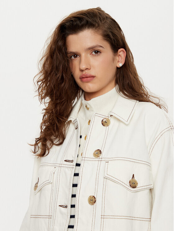 Джинсовая рубашка свободного кроя Tommy Hilfiger, белый — фото 4