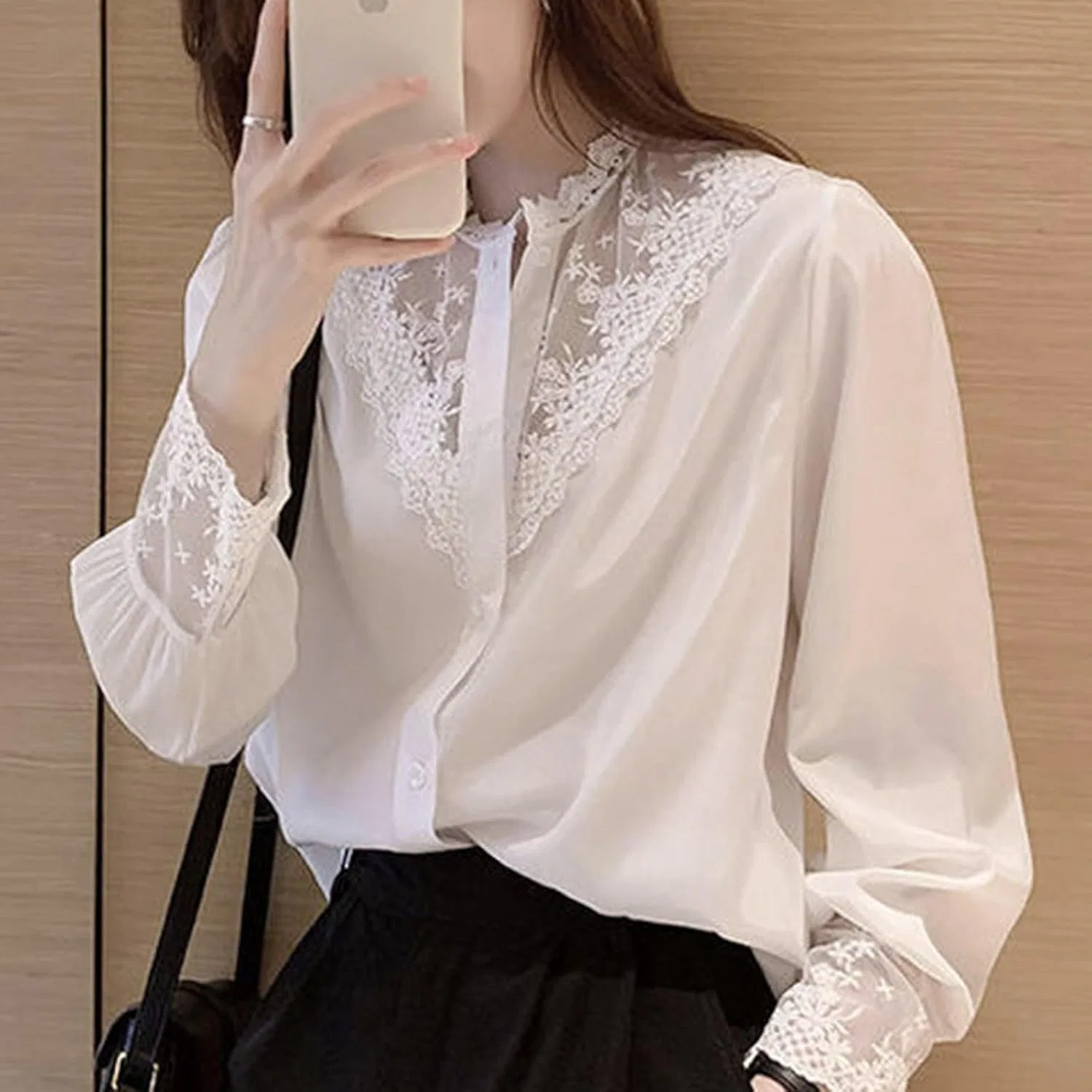 Блуза, длинный рукав, Button-down, белый — фото 2