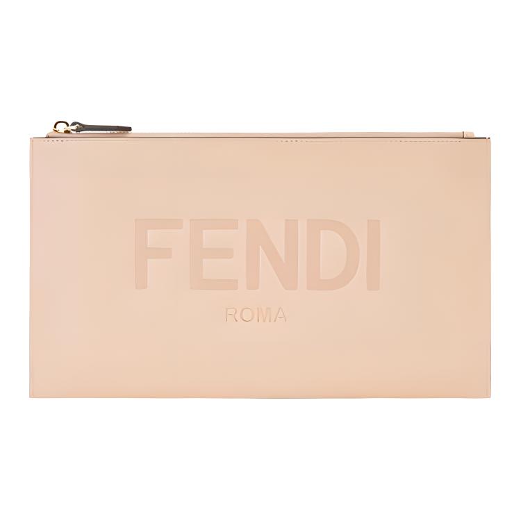 

FENDI Гладкий кожаный клатч из коровьей кожи телесно-розового цвета для женщин