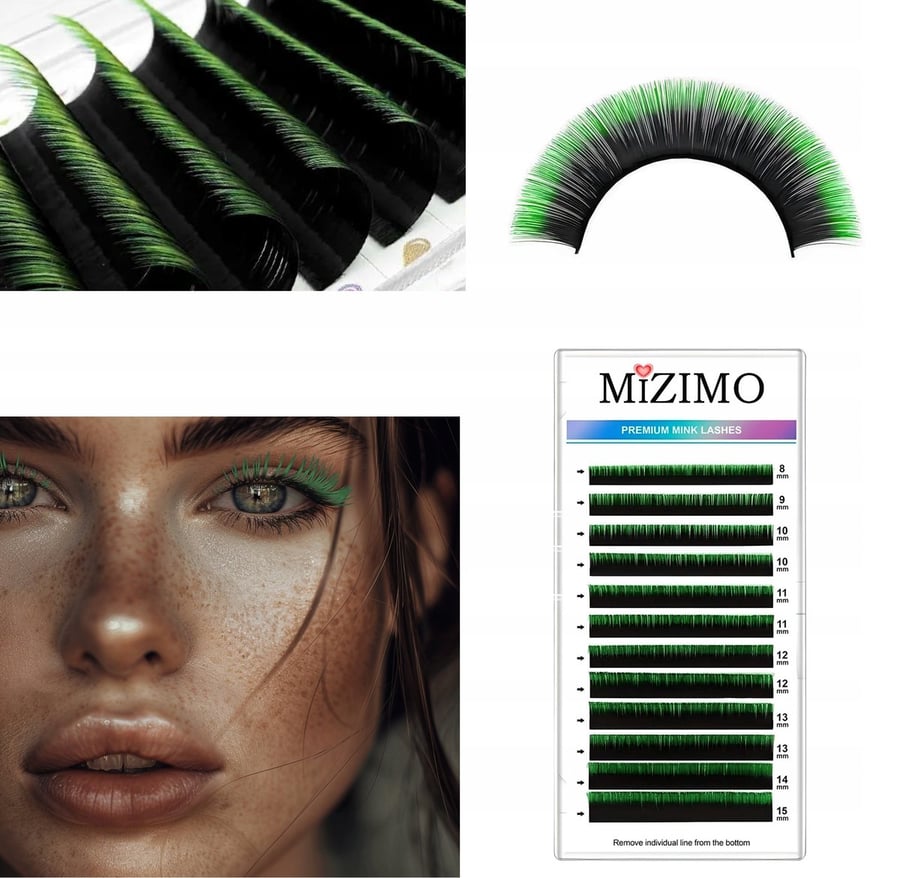 

Отдельные ресницы 8-15 мм, изгиб D, 12 полосок OMBRE BLACK-GREEN Tojato