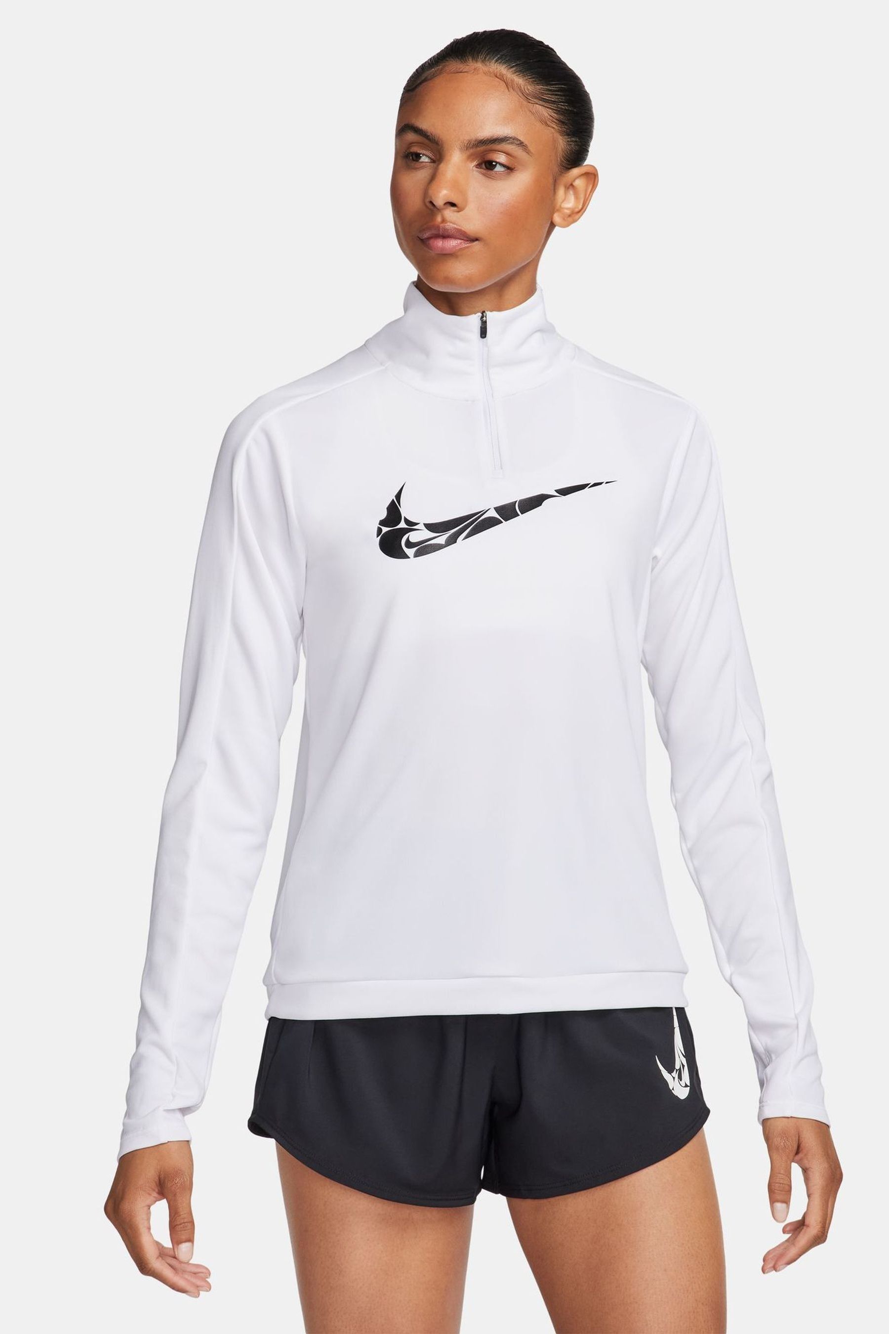 

Средний слой с полумолнией Swoosh dri fit Nike, белый