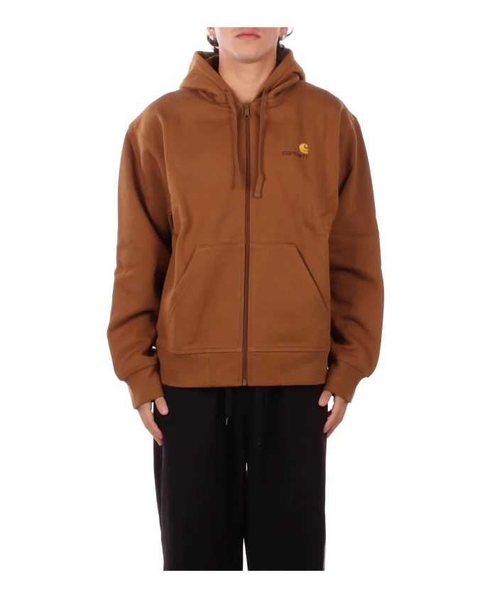 

Толстовка на молнии с американским шрифтом Carhartt Wip, коричневый