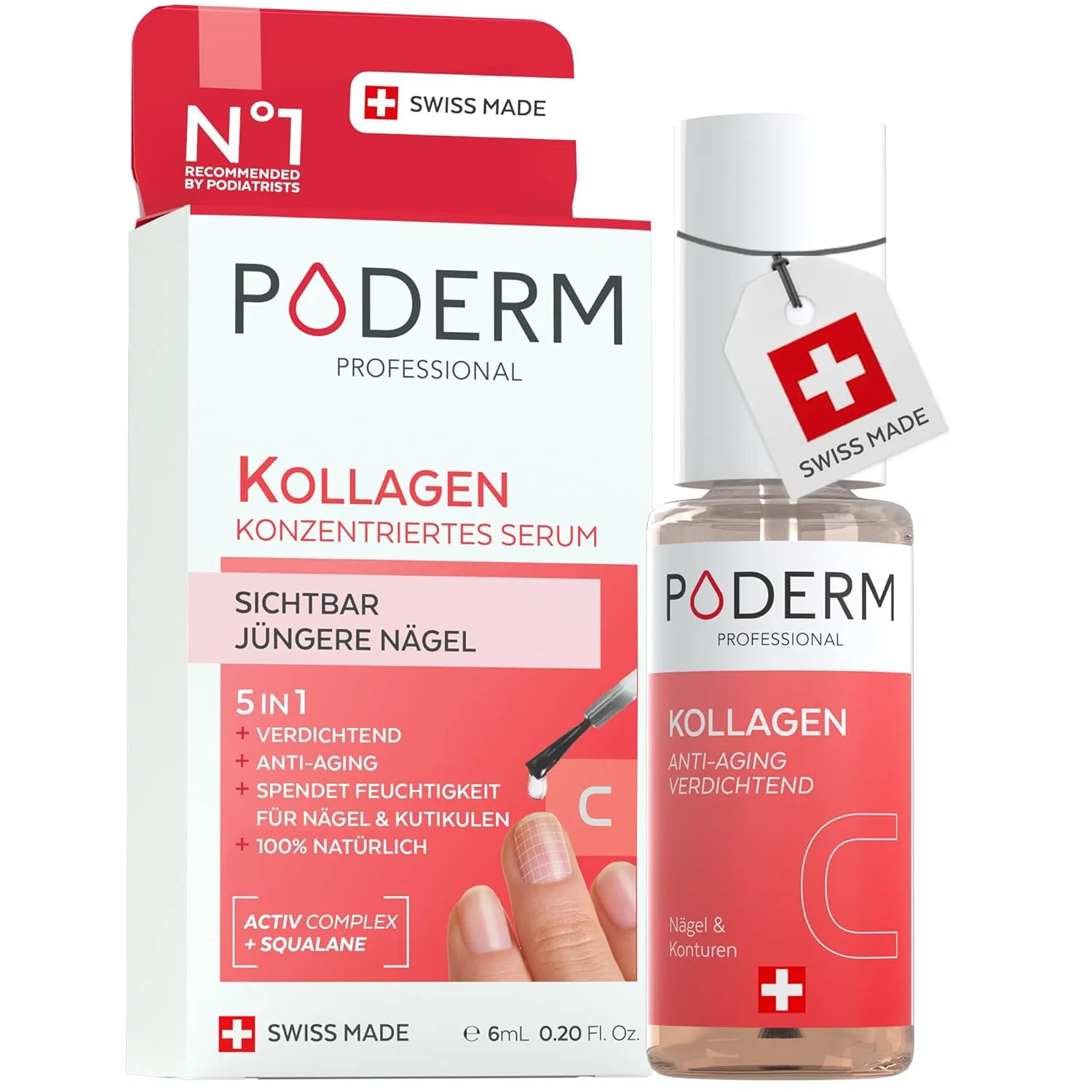 Сыворотка Poderm 5 в 1 Nail Booster с коллагеном, 6 мл Poderm