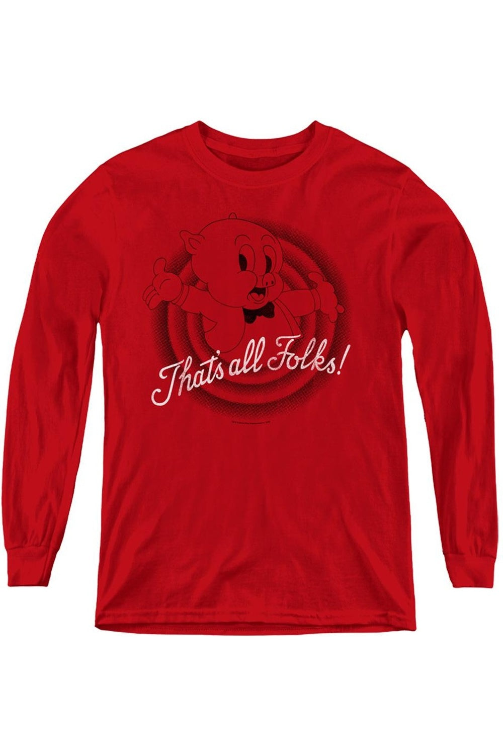 

Молодежная толстовка с длинным рукавом Looney Tunes "Вот и все, народ" Gildan, красный