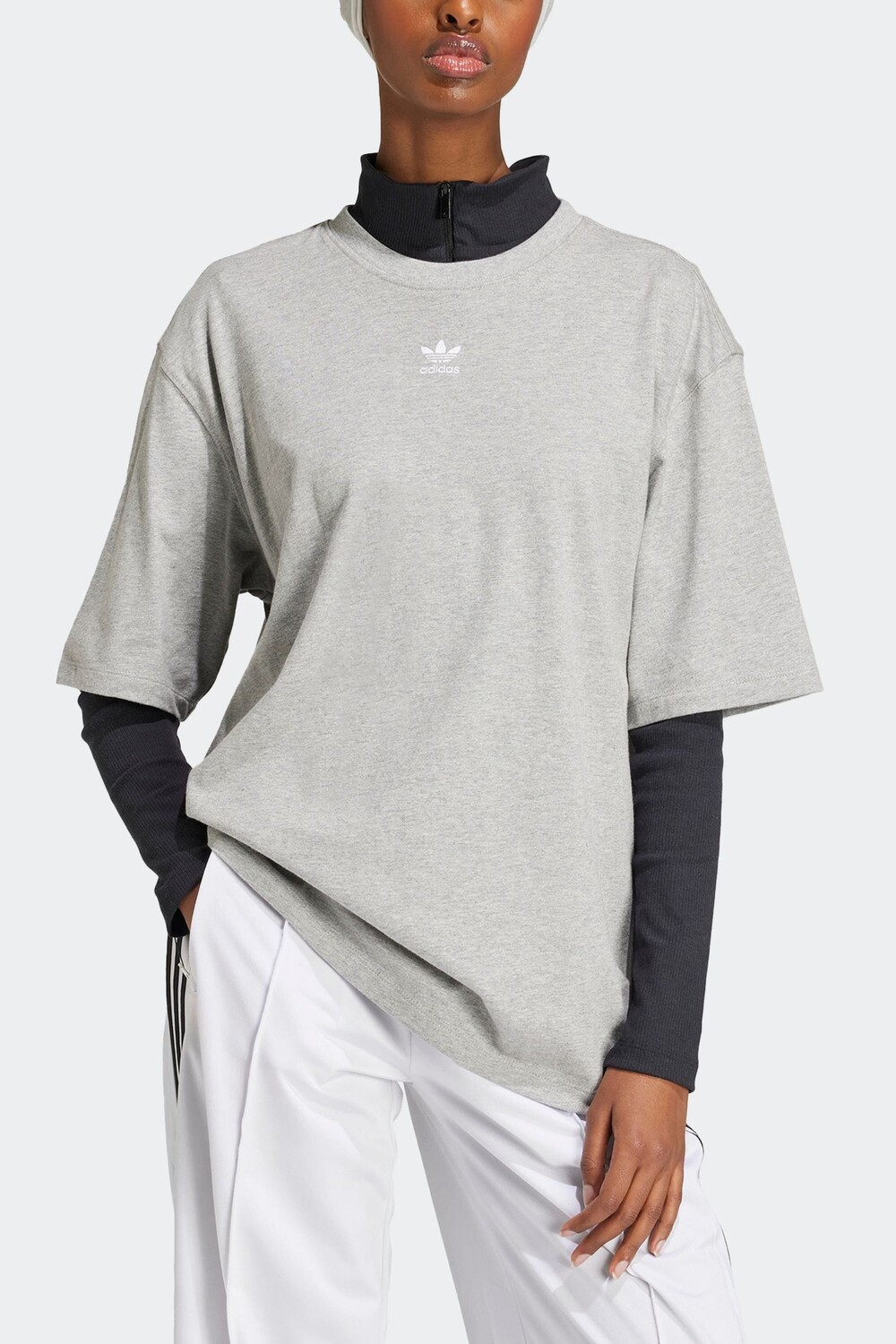 Футболка Boyfriend из 100% хлопка, базовая модель Adidas Originals, серый — фото 3