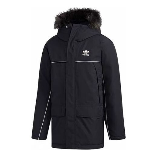 

Пуховик adidas originals hooded Long Sleeves Down Jacket Black, черный