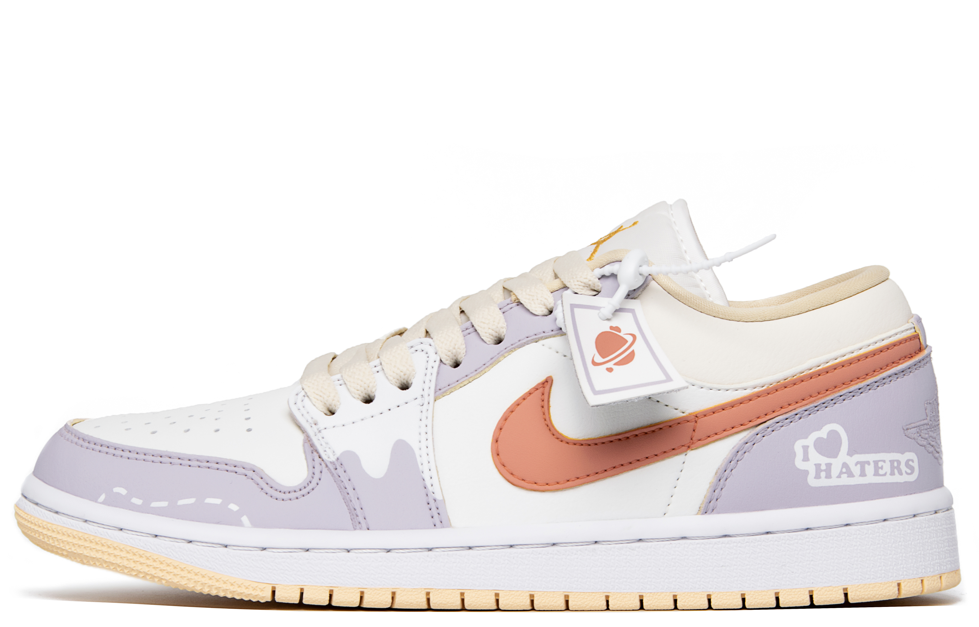 

Кроссовки Air Jordan 1 Skateboarding Shoes Women's Low-top White/beige/purple, цвет Light Lavender