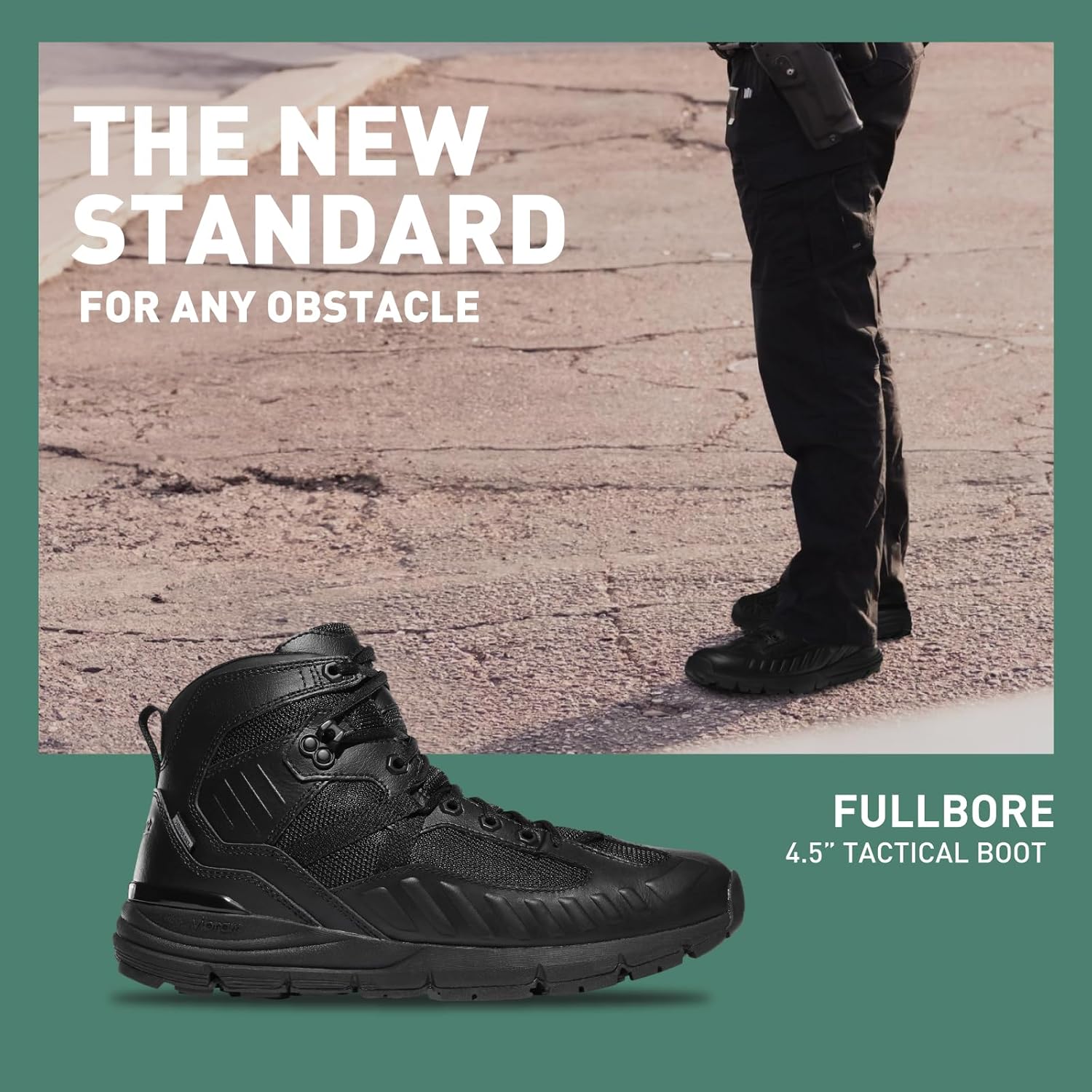 Мужские тактические водонепроницаемые ботинки Danner FullBore 4.5 черного цвета - из цельнозерновой кожи и сетки, с амортизирующей подошвой и противоскользящей подошвой — фото 2