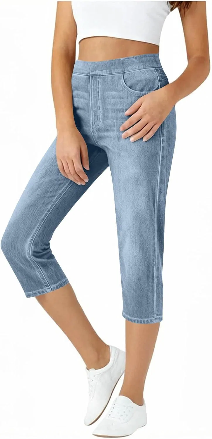 Джинсы капри женские, stretch, Light Blue
