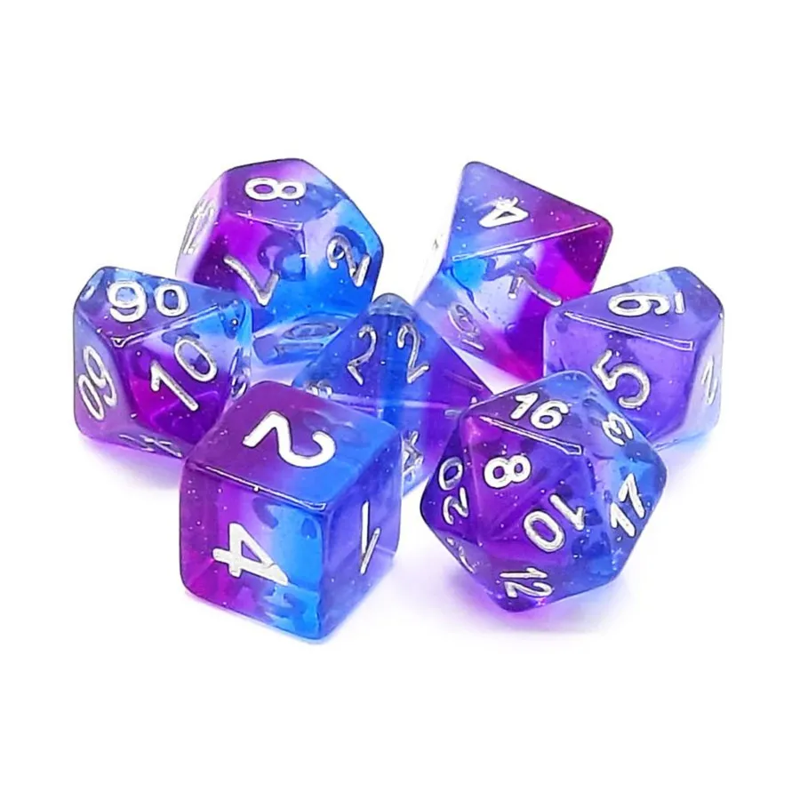 

Поликомплект «Южное сияние» с серебром (7), Acrylic-Resin Dice - Gradient