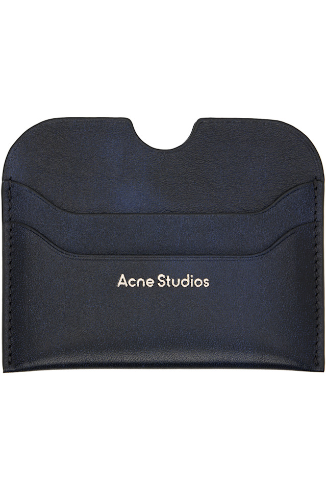 

Acne Studios Кожаный держатель для карт темно-синего цвета
