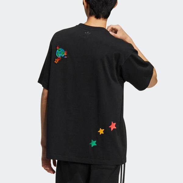 Футболка adidas Logo Cartoon Pattern Embroidered Round Neck Short Sleeve Black T-Shirt, черный — фото 3