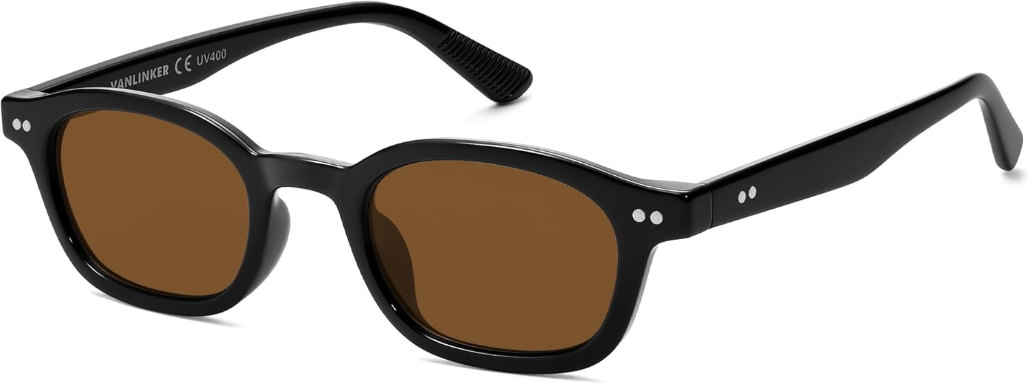 

Солнцезащитные очки VANLINKER Retro Small Square Polarized для женщин и мужчин, модные узкие прямоугольные, в стиле 90-х, модель VL9889, C2-polarized Brown Lens/Black Frame