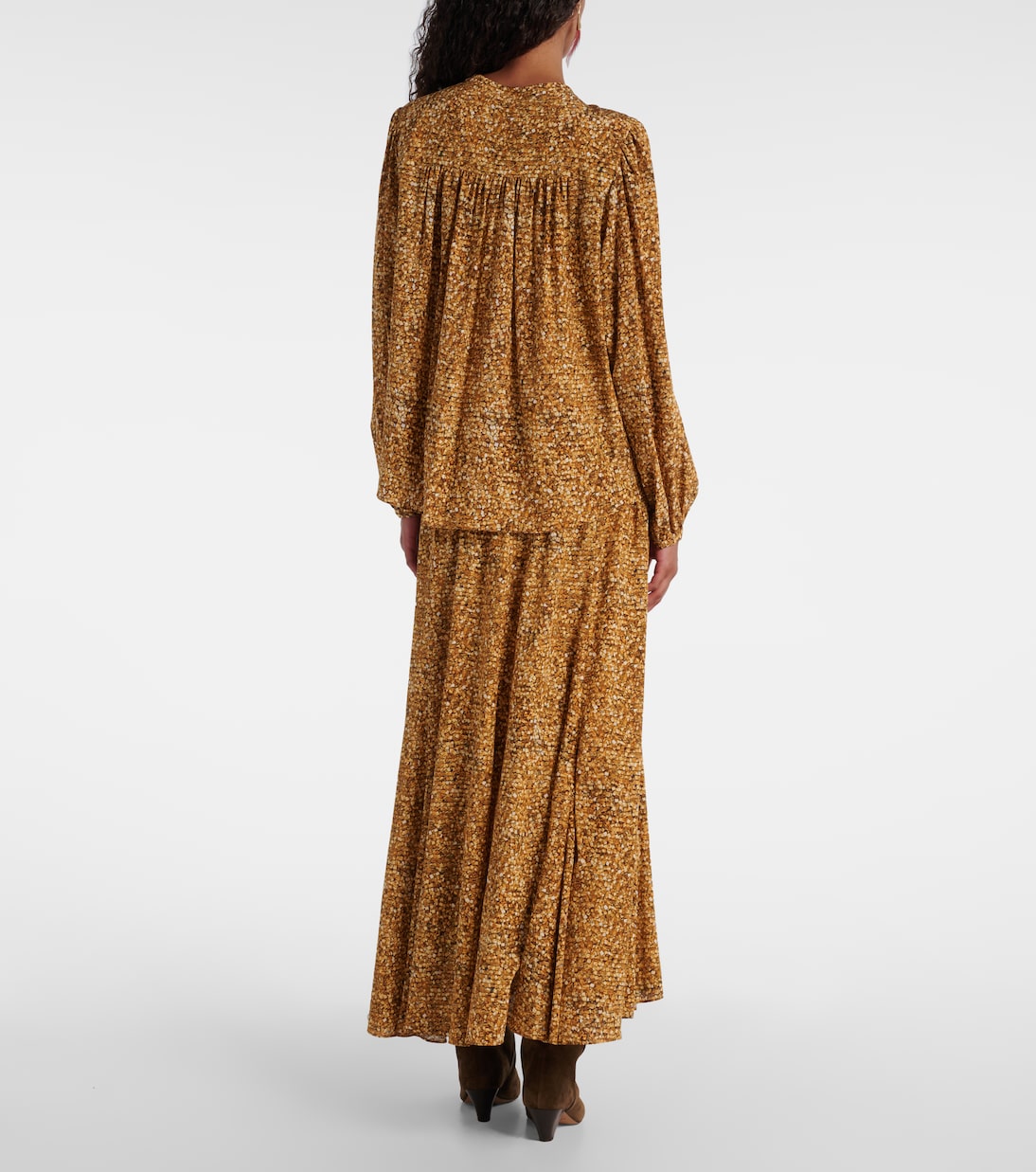 Блузка из смесового шелка с принтом Sally Isabel Marant, Ochre — фото 3