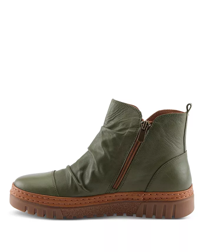 Вандис замшевые короткие сапожки с боковыми шнуровками и стелькой с поддержкой свода стопы Spring Step, зеленый — фото 2
