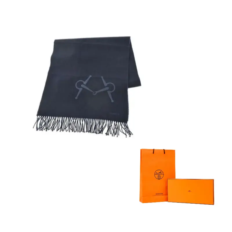 

Hermes Мужской кашемировый вязаный шарф, синий