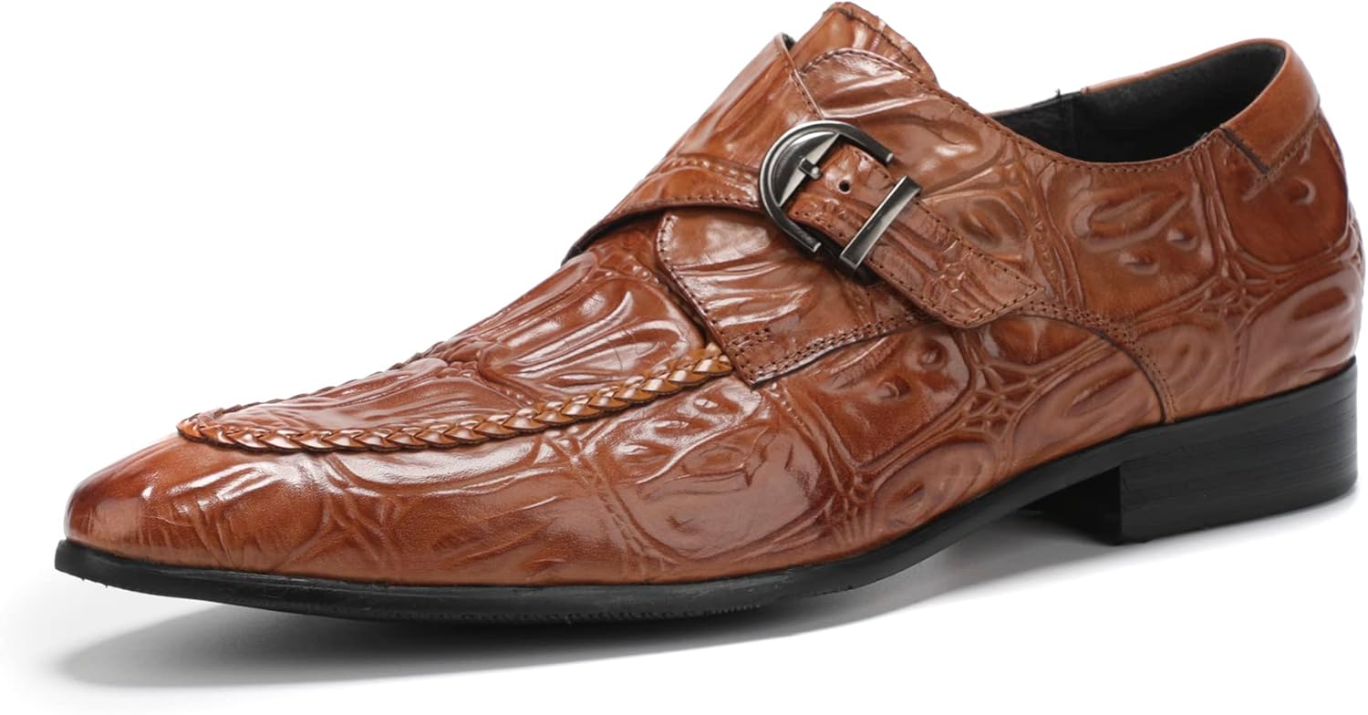 

Мужские лоферы Santimon, классические туфли-слипоны из кожи с пряжкой, лакированные аллигаторовые пенни-лоферы, удобная модная обувь для бизнеса и прогулок, коричневый