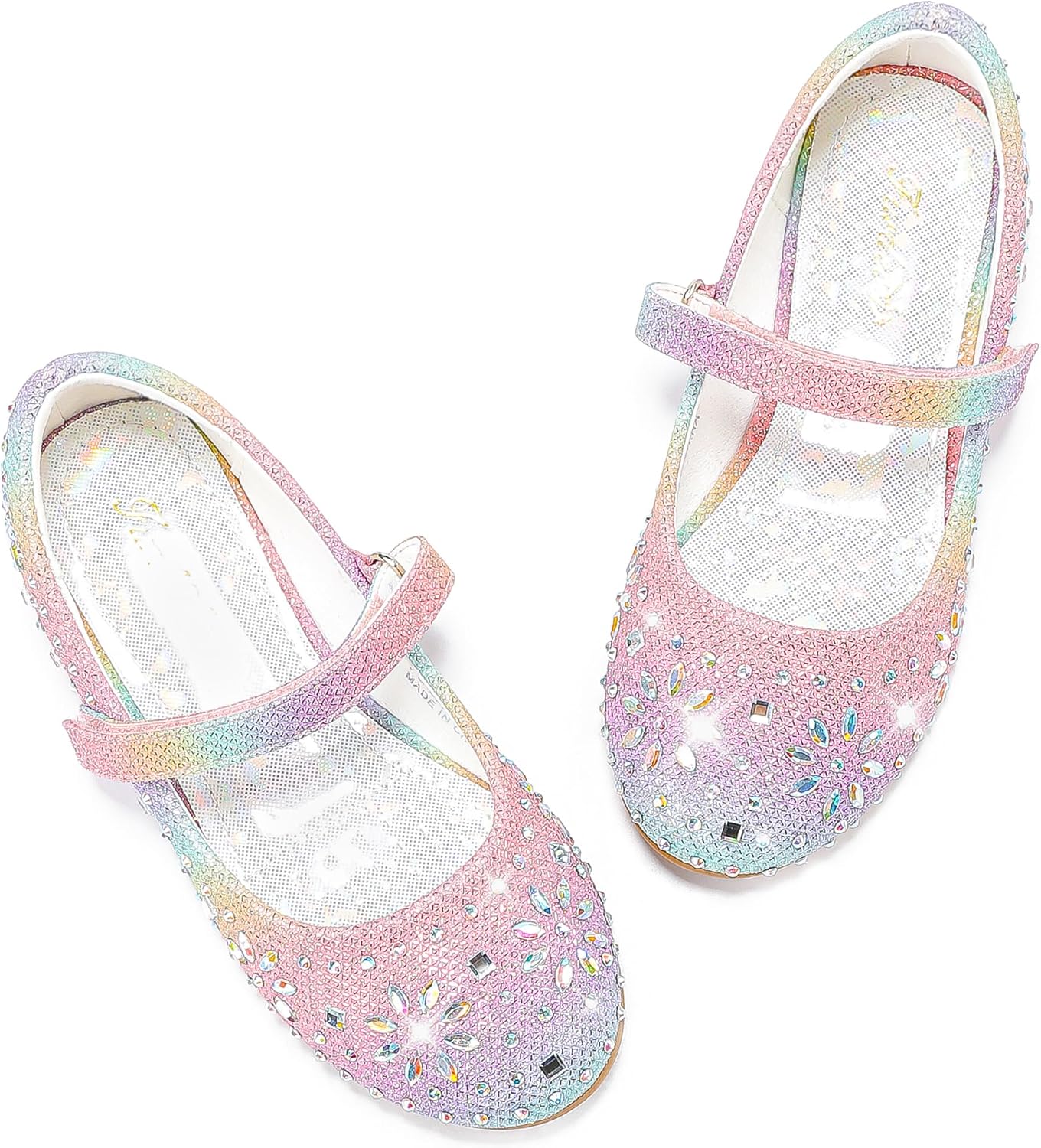 

Детские туфли для девочек Furdeour Mary Jane с цветами, для свадьбы, вечеринки, для подружек невесты, блестящие, балетные, принцессы, для малышей, 19-rainbow