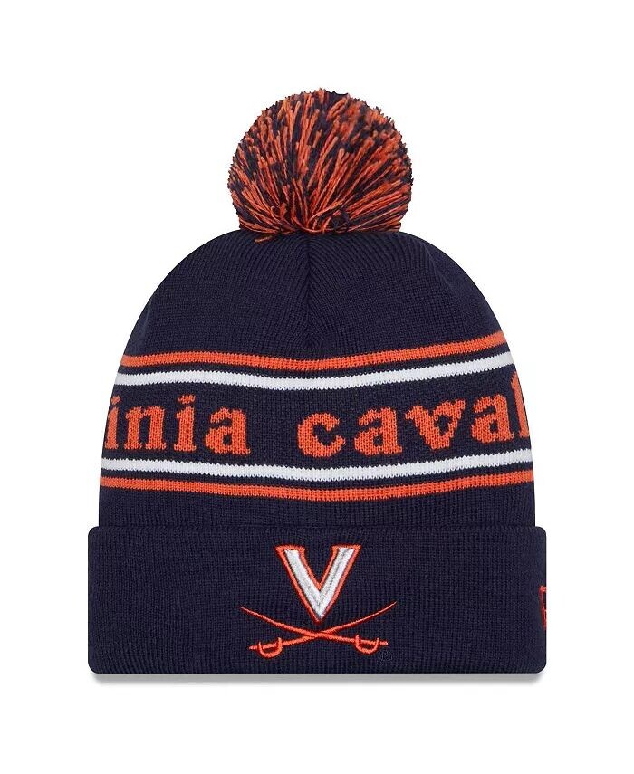 

Мужская темно-синяя вязаная шапка Virginia Cavaliers Marquee с манжетами и помпоном New Era
