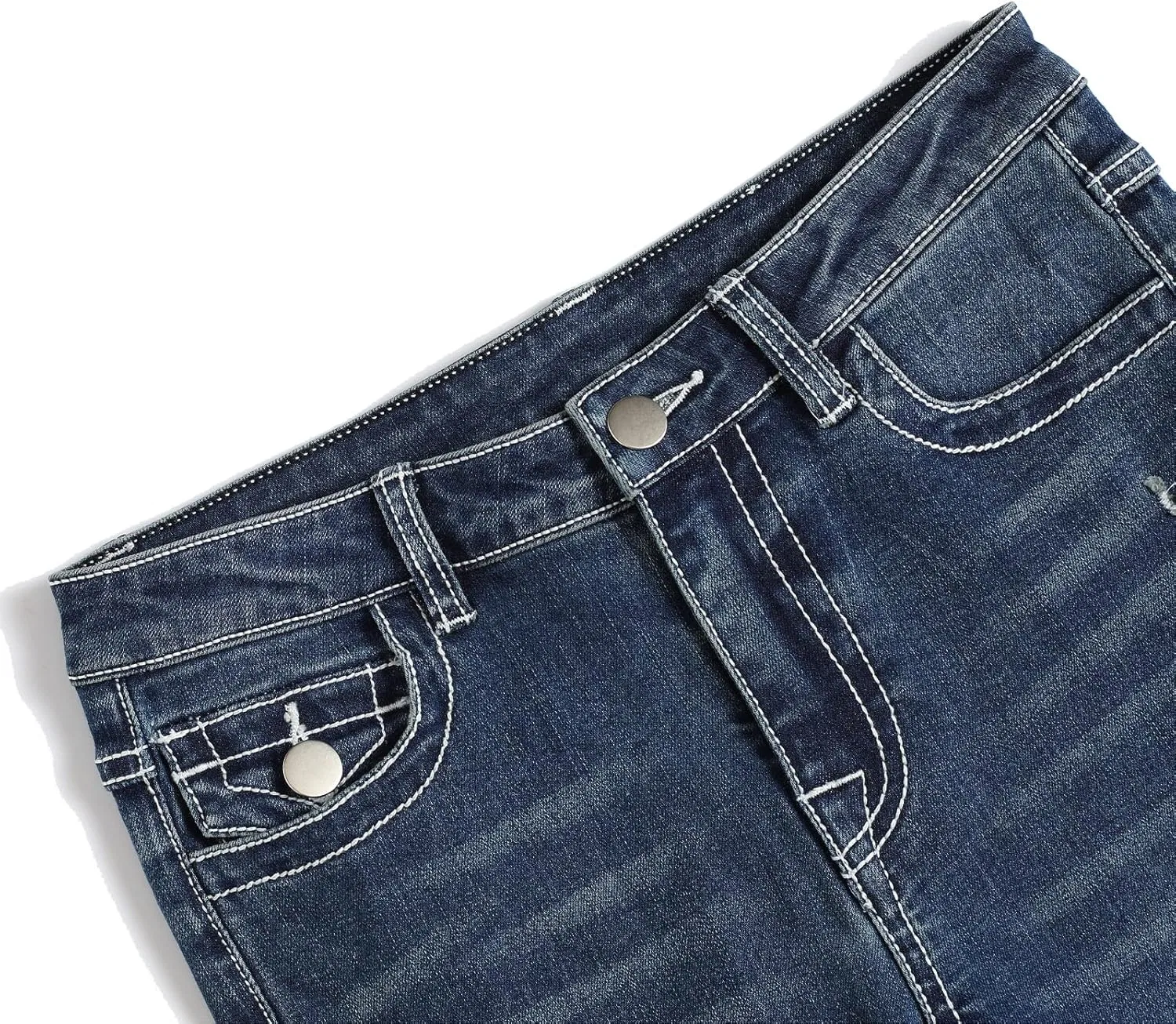 Женские джинсы Bell Bottom с высокой талией, расклешенные, в стиле bootcut, с потертостями, эластичные Generic, синий — фото 3