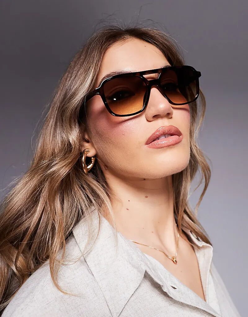 

Солнцезащитные очки-авиаторы ASOS DESIGN в оправе из черепахи