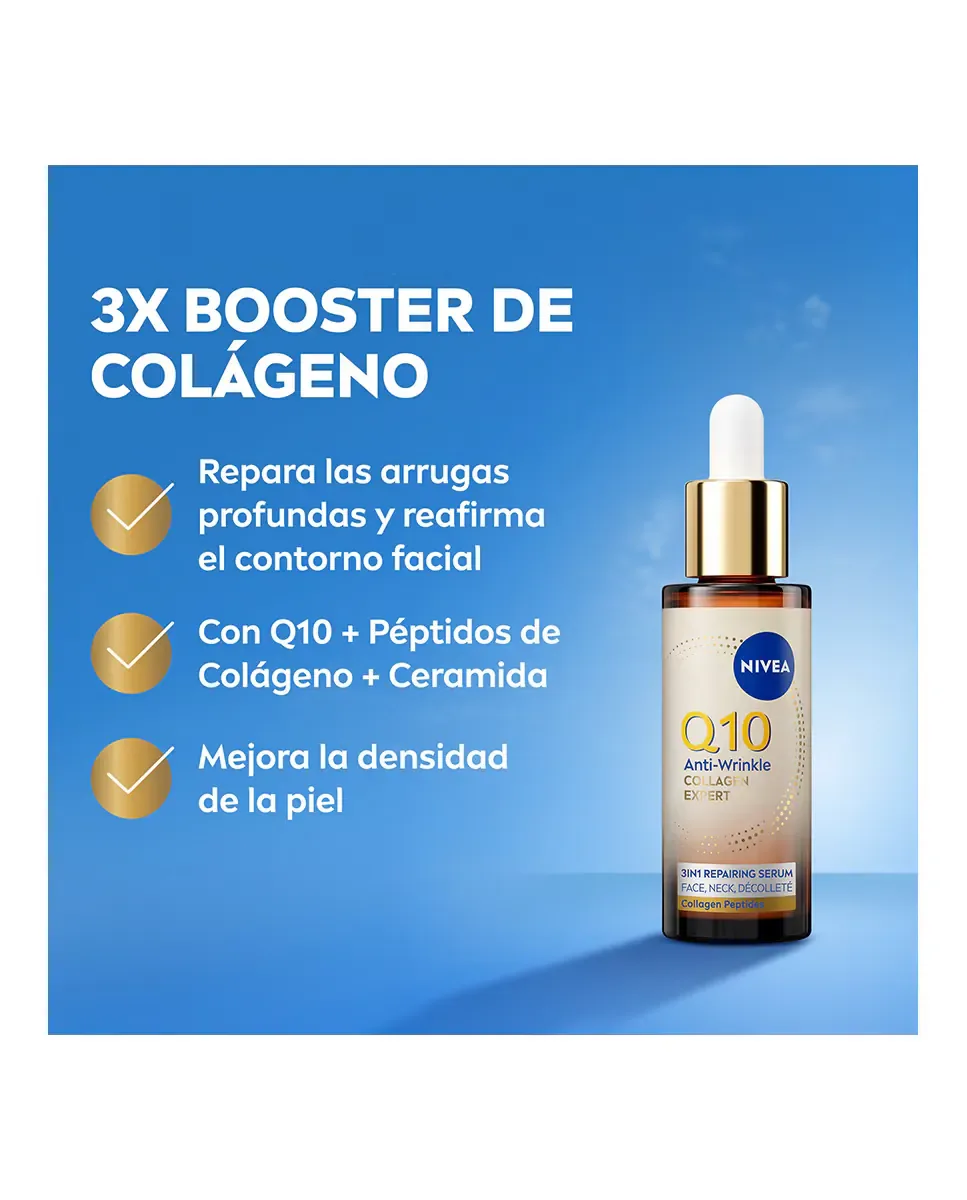 Сыворотка Nivea — Репарирующая 3 в 1 Q10 против морщин Collagen Expert, 30 мл — фото 2