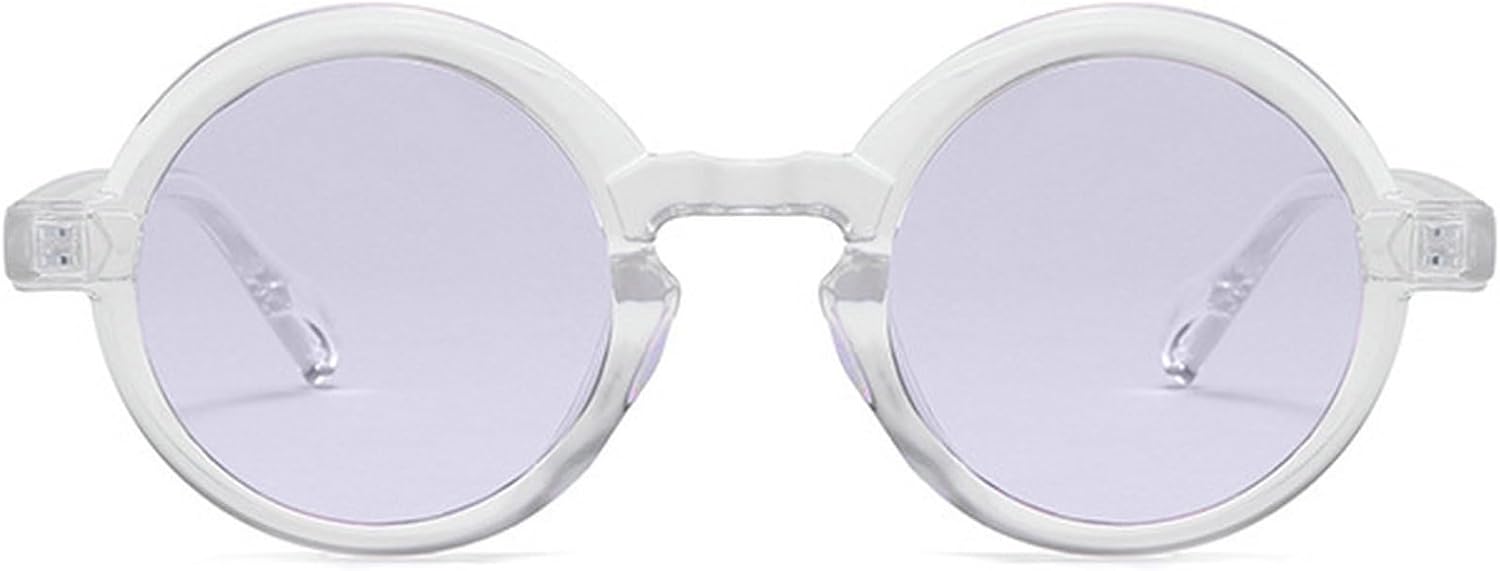 

Ретро маленькие круглые солнцезащитные очки для женщин, модные сине-зеленые линзы, защита от УФ-излучения UV400, модные панк-солнцезащитные очки для мужчин mincl, Clear Purple