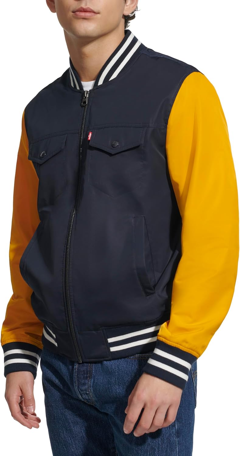 Мужская университетская куртка-бомбер Levi's Colorblock, Yellow Colorblock — фото 2