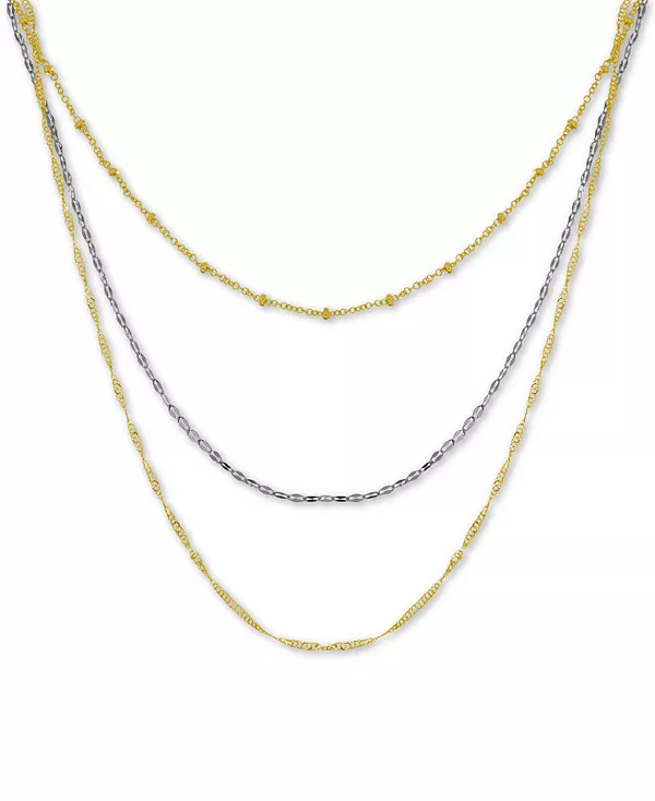 

Посеребренное многослойное ожерелье из нескольких цепей длиной 18 дюймов And Now This, two-tone