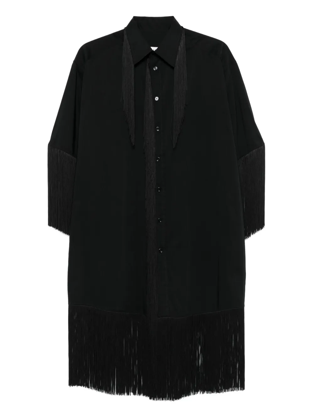 

Платье-рубашка миди с бахромой MM6 Maison Margiela, черный
