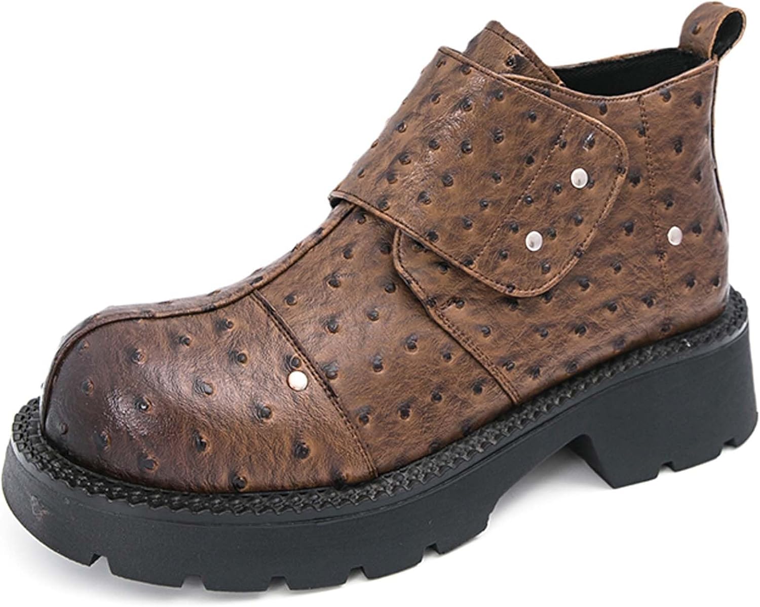 

Мужские платформенные ботинки с круглым носком, толстой подошвой, кожаные повседневные деловые ботинки, противоскользящие, для униформы, свадьбы, офиса, с массивной подошвой Generic, коричневый