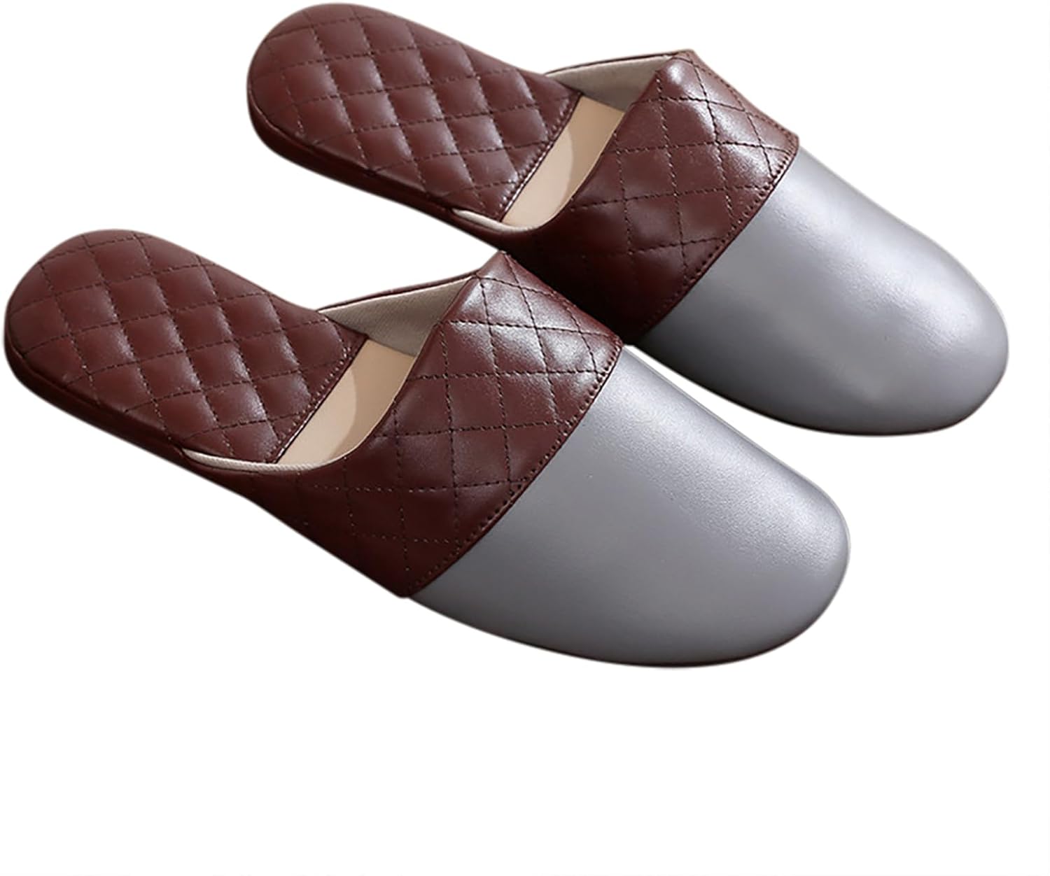 

Мужские кожаные тапочки Abborora из натуральной кожи с эффектом памяти, серебристо-серый