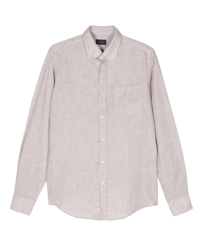 

Повседневная бежевая льняная рубашка с длинными рукавами Paul & Shark, бежевый